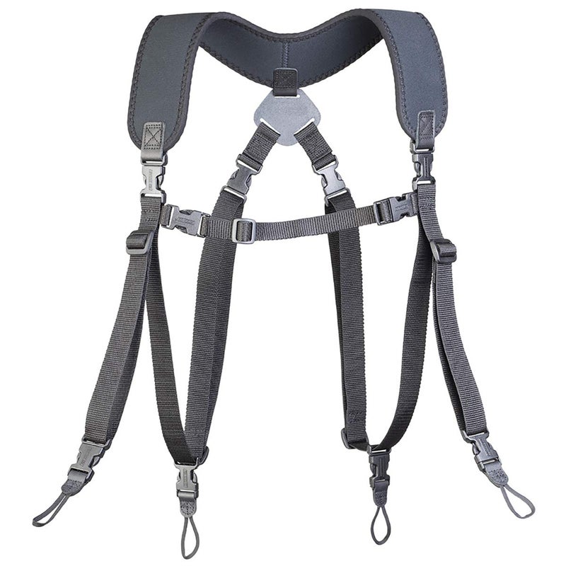 OP/TECH USA Dual Harness - Uni Loop Regular â€“ Interchangeable Camera Shoulder Strap Harness with Quick Disconnects and Control-Stretch Backing, Made in USA, Black - Image 1